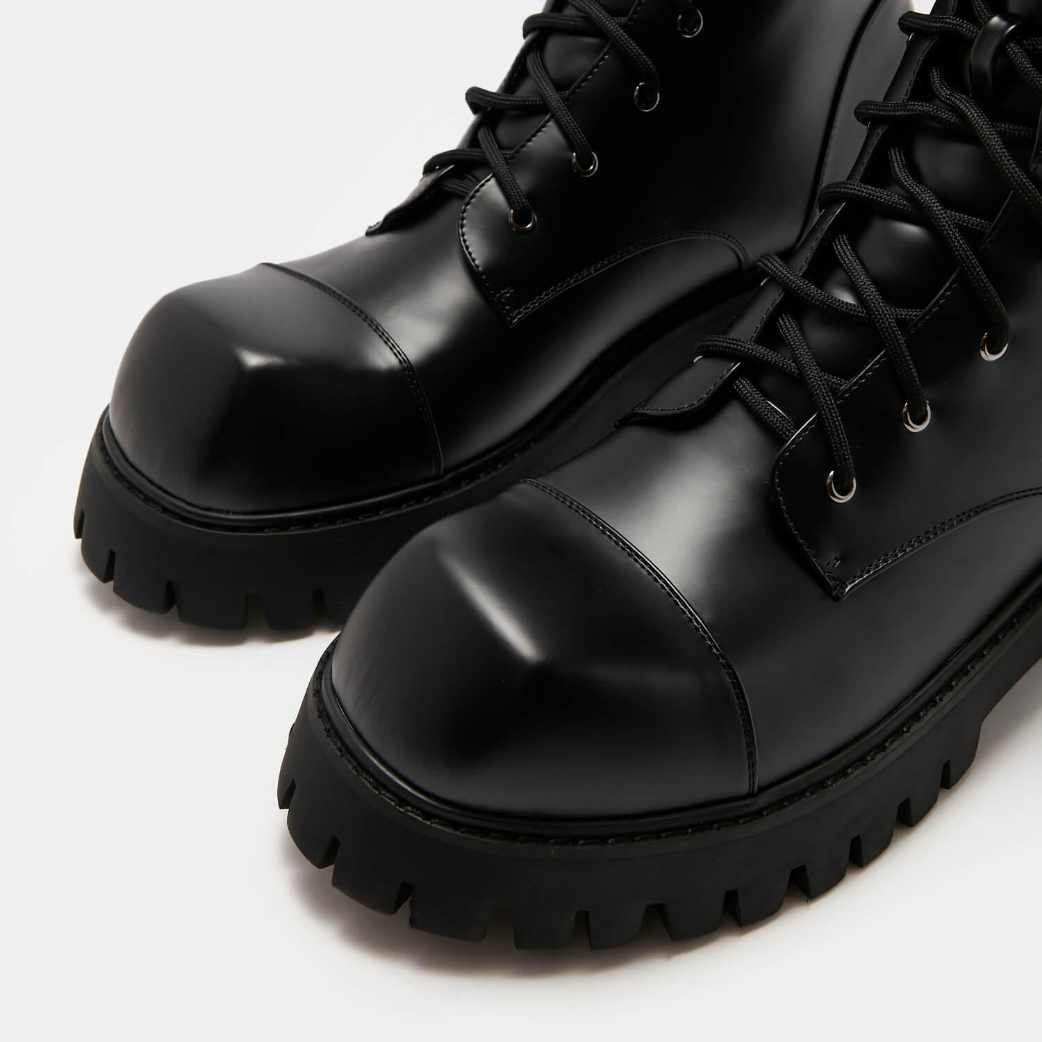 Gimli Men's Black Square Toe Lace Up Boots - Ankle Boots - KOI Footwear - Black - Front Detail