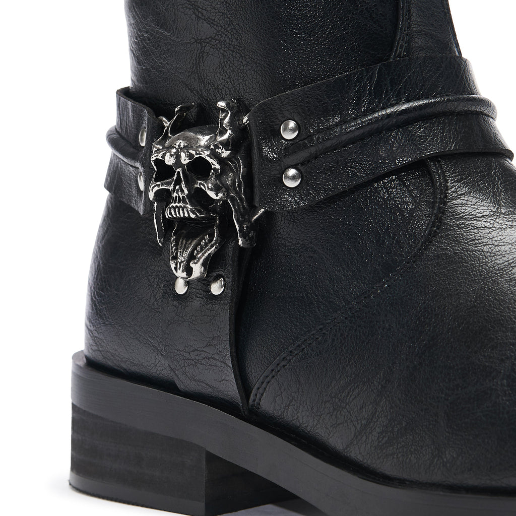 Legion Men's  Stacked Hardware Biker Boots - Vintage Black