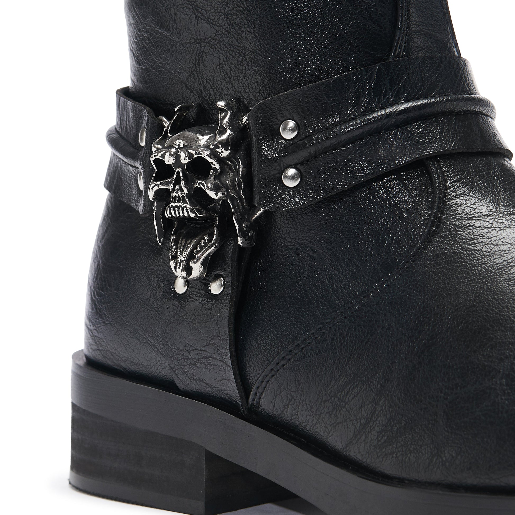 Legion Men's  Stacked Hardware Biker Boots - Vintage Black