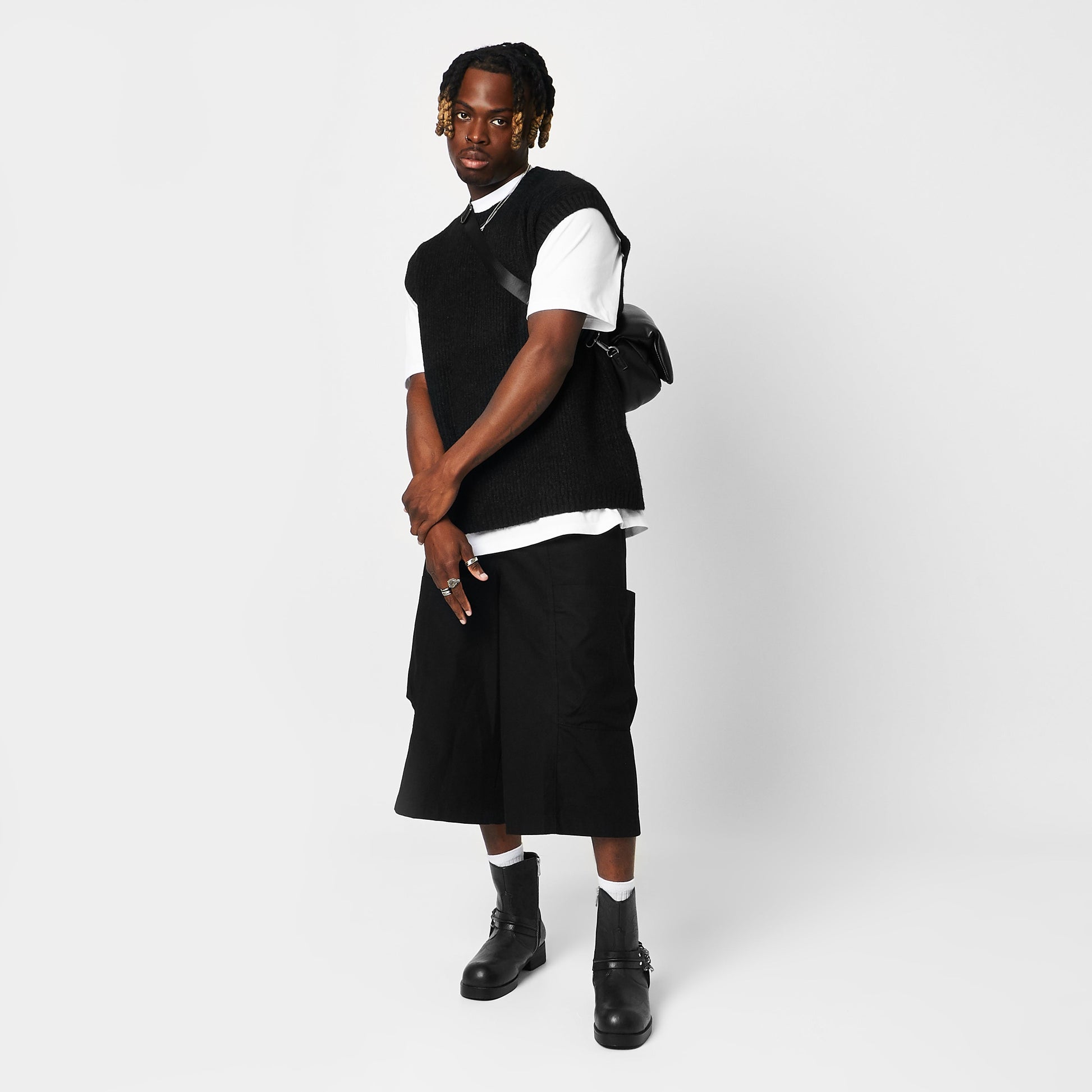 Legion Men's  Stacked Hardware Biker Boots - Vintage Black